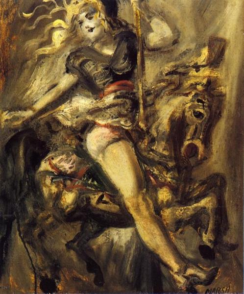 Girl On A Carousel Horse by Reginald Marsh