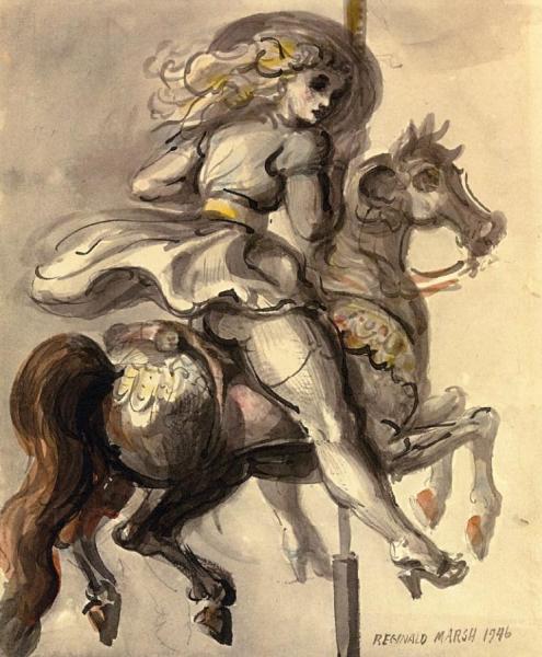 Woman On A Carousel by Reginald Marsh