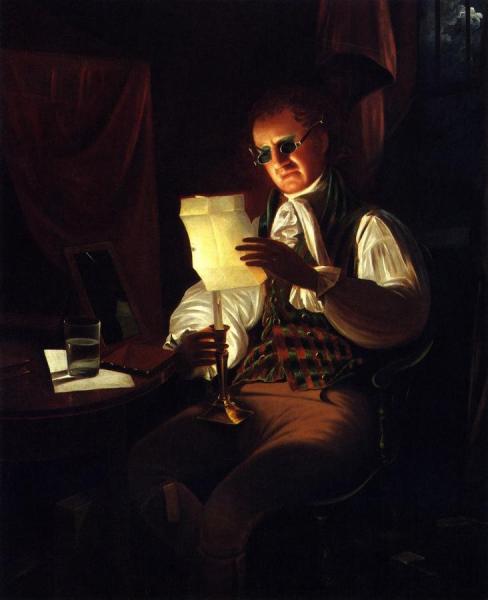 Rembrandt Peale Man Reading By Candlelight