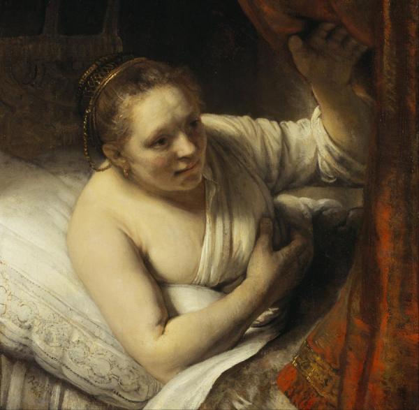 A Woman In Bed by Rembrandt Van Rijn