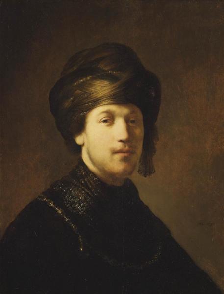 A Young Man Wearing A Turban by Rembrandt Van Rijn