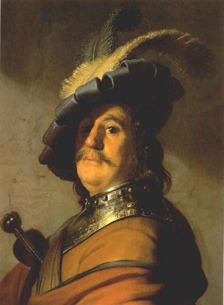 Bust With A Gorge And Plumed Hat by Rembrandt Van Rijn