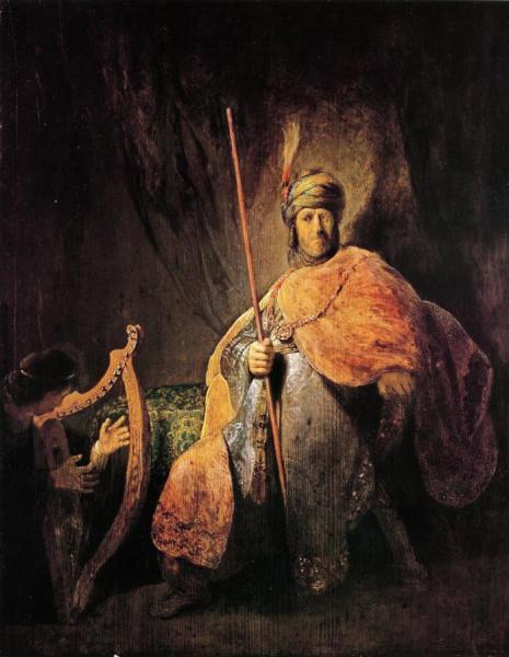David Playing The Harp To Saul by Rembrandt Van Rijn