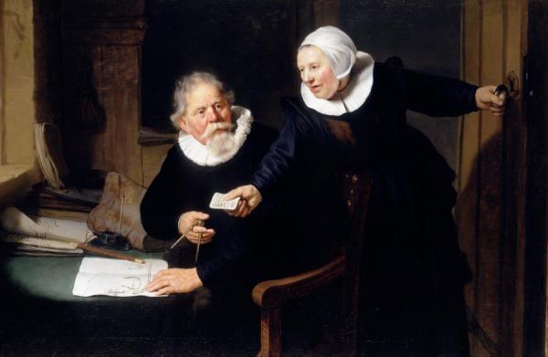 Double Portrait Of Jan Rijcksen And His Wife Griet Jans by Rembrandt Van Rijn