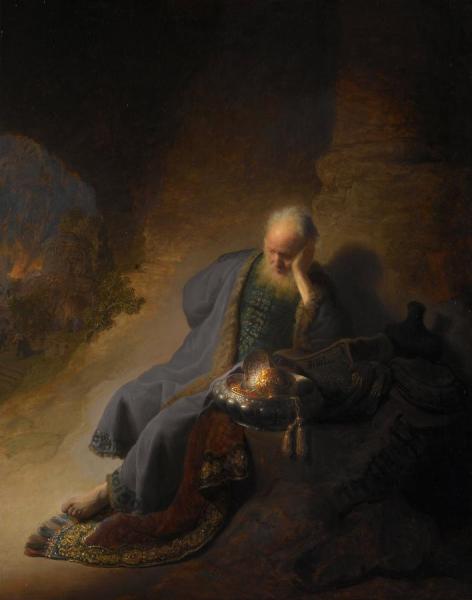 Jeremiah Lamenting The Destruction Of Jerusalem by Rembrandt Van Rijn