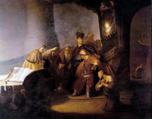 Judas Repentant, Returning The Pieces Of Silver by Rembrandt Van Rijn