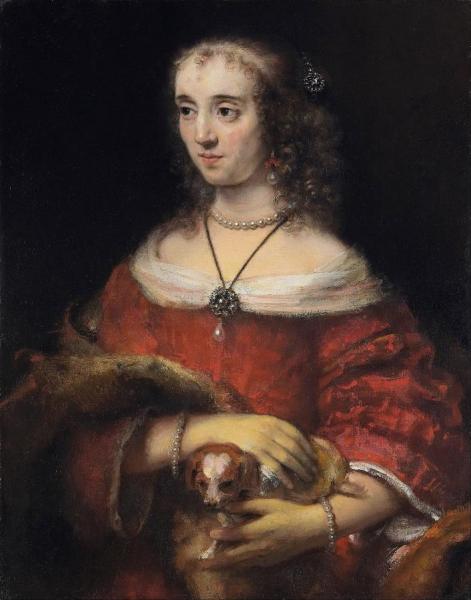Portrait Of A Lady With A Lap Dog by Rembrandt Van Rijn