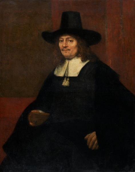Portrait Of A Man In A Tall Hat by Rembrandt Van Rijn