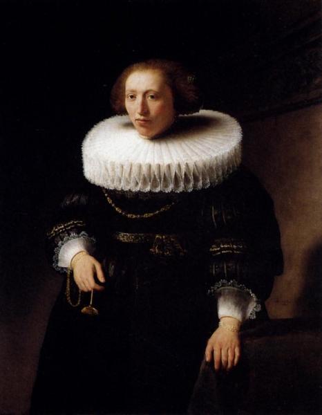 Portrait Of A Standing Woman by Rembrandt Van Rijn