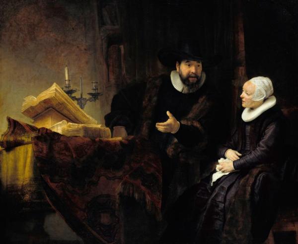 The Mennonite Minister Cornelius Claesz Anslo In Conversation With His Wife, Aaltje by Rembrandt Van Rijn