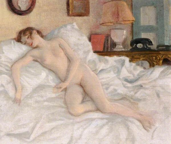 A Nude Study Of Lady Caroline Paget On A Bed by Rex Whistler