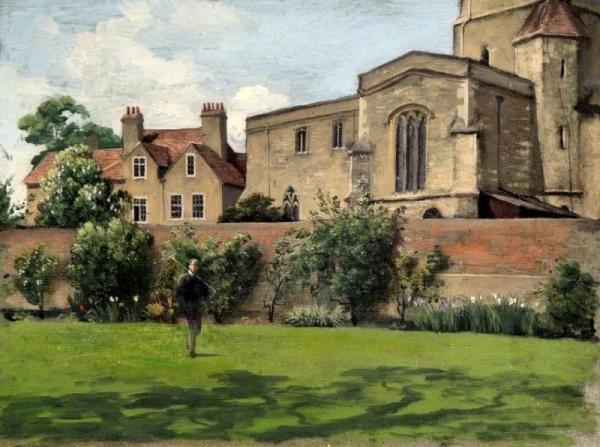 Canon Elliott In The Vicarage Garden At Bierton, Buckinghamshire by Rex Whistler