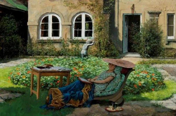 Edith Olivier On A Day Bed At The Rear Of Daye House by Rex Whistler Oil Painting Reproductions