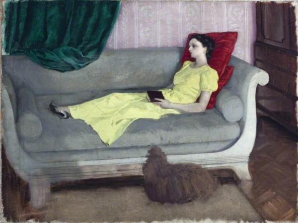 Lady Elizabeth Paget With A Dog by Rex Whistler