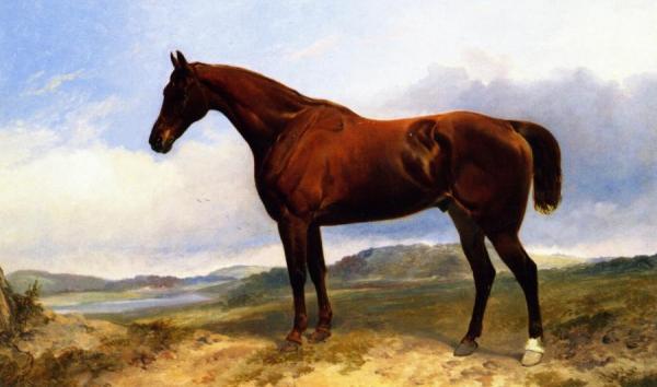 A Chestnut Hunter In A Landscape by Richard Ansdell
