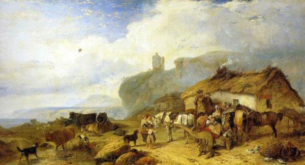 The Drover's Halt, Island Of Mull In The Distance by Richard Ansdell Oil Painting Reproductions