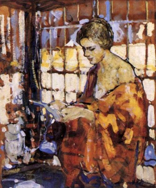 Girl Reading by Richard Edward Miller Oil Painting Reproductions