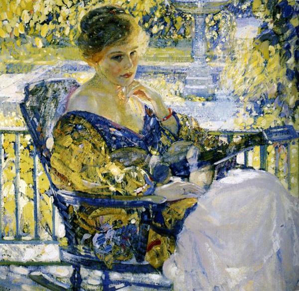 Girl With A Guitar by Richard Edward Miller Oil Painting Reproductions