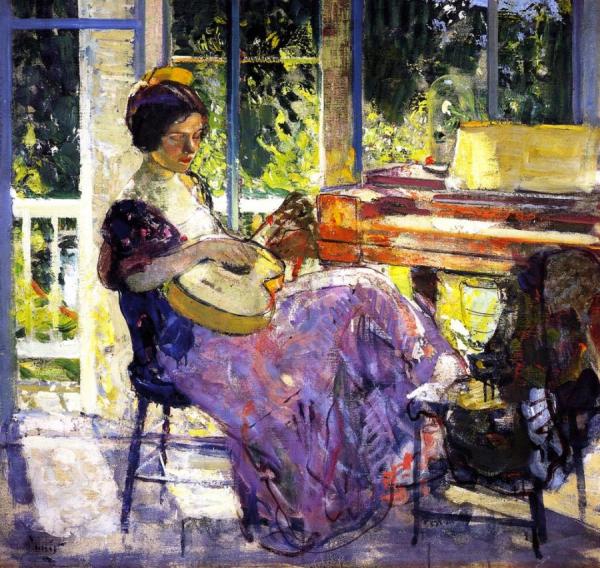 Girl With Guitar by Richard Edward Miller