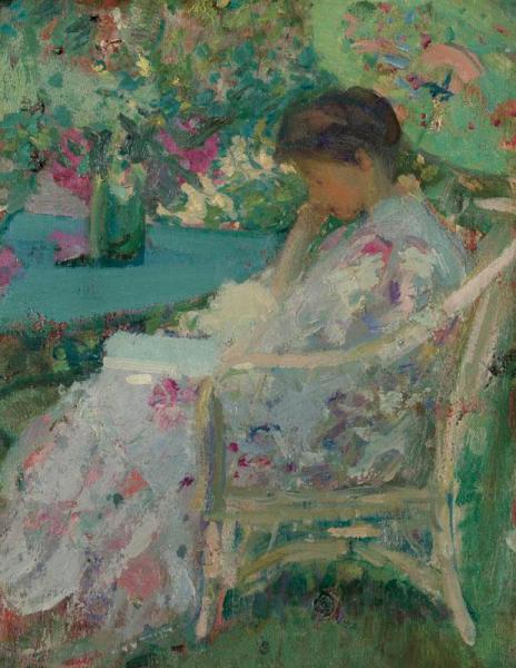 Reading In The Garden by Richard Edward Miller Oil Painting Reproductions