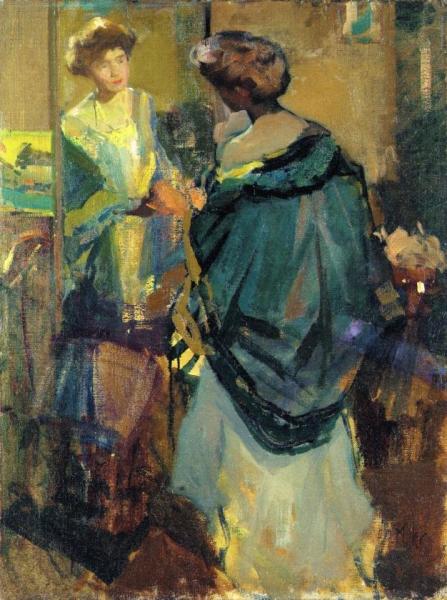 Richard Edward Miller Woman Looking In A Mirror