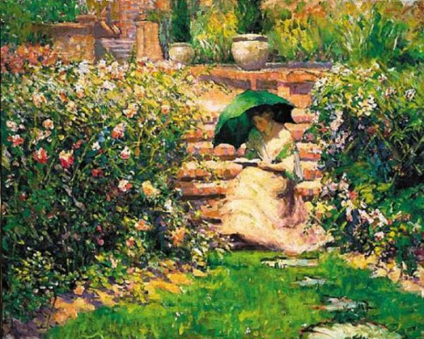 Richard Edward Miller Woman Reading In A Garden