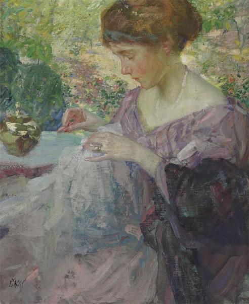 Richard Edward Miller Young Woman Sewing