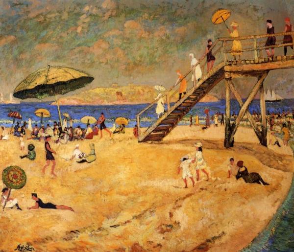 Bathing Beach, Gloucester by Richard Haley Lever