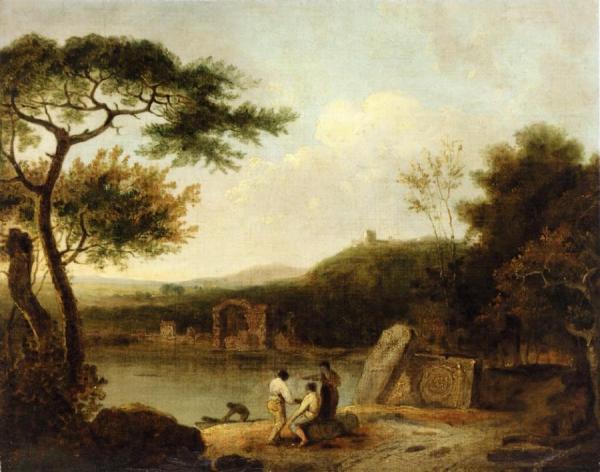 Lake Avernus With Figures In The Foreground And The Temple Of Apollo Beyond by Richard Wilson, R. A.