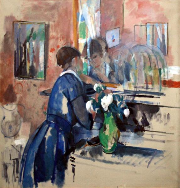 Lady In Blue In Front Of A Mirror by Rik Wouters Oil Painting Reproductions