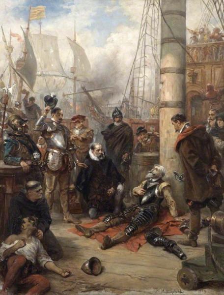 The Death Of Captain Grenville, Captain Of The 'revenge' by Robert Alexander Hillingford
