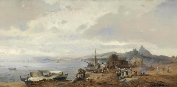 Robert Alott Fishermen In The Coastal Landscape