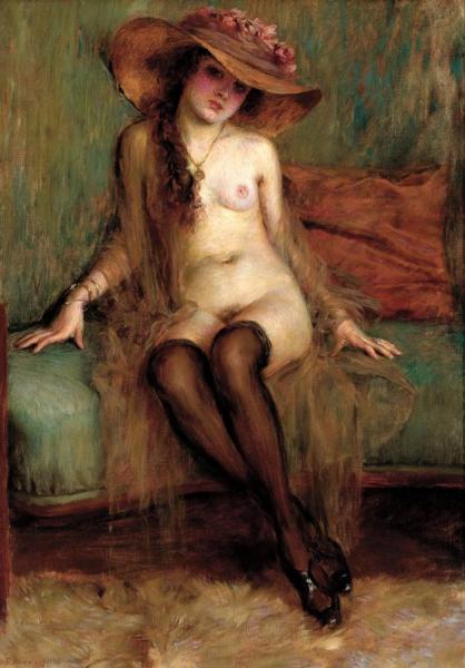 Nude With Hat by Robert Auer