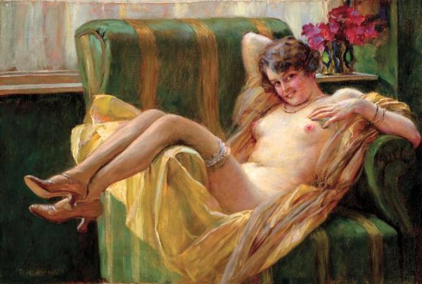 Nude Woman In An Armchair by Robert Auer