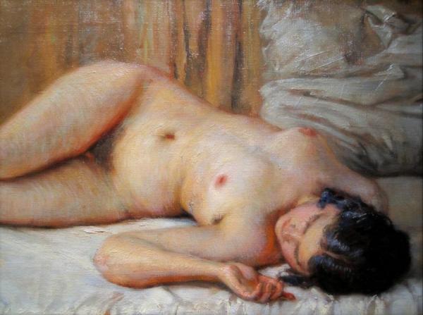 Reclining Nude by Robert Auer