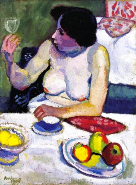 Róbert Berény Woman Holding A Glass
