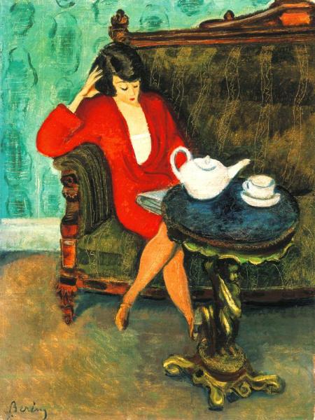 Róbert Berény Woman In Red Green Room