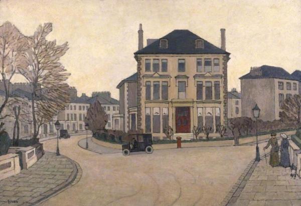 A Street Scene In Belsize Park, A House At Hampstead, London by Robert Bevan
