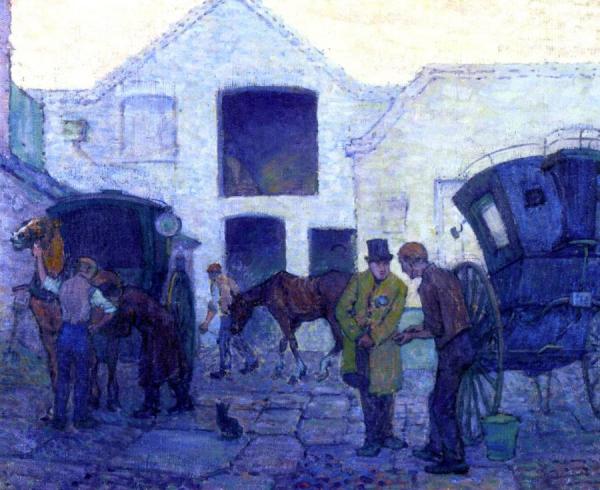 Cab Yard, St John's Rood, Evening by Robert Bevan