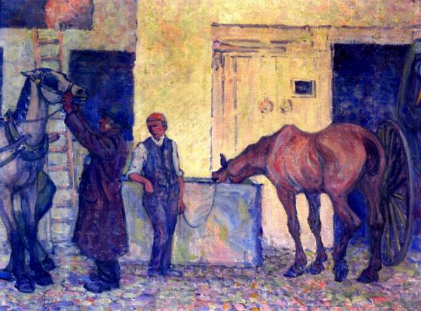 Thirsty Cab Horse by Robert Bevan Oil Painting Reproductions
