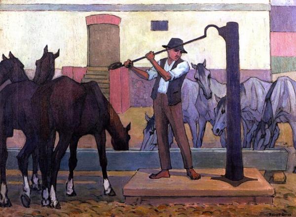 Watering Horses, Poland by Robert Bevan