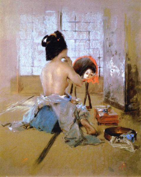 Geisha At Her Toilet by Robert Frederick Blum Oil Painting Reproductions