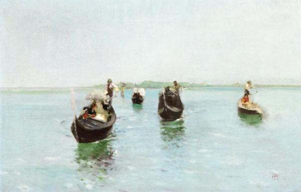 Venetian Gondoliers by Robert Frederick Blum
