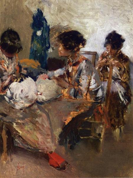 Venetian Lace Makers by Robert Frederick Blum Oil Painting Reproductions