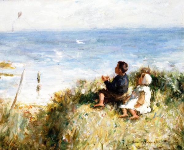 Flying The Kite by Robert Gemmell Hutchison Oil Painting Reproductions