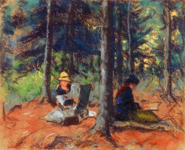 Artists In The Woods by Robert Henri