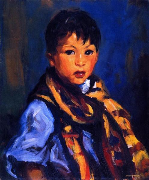 Boy With Plaid Scarf by Robert Henri