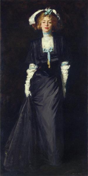 Jessica Penn In Black With White Plumes by Robert Henri