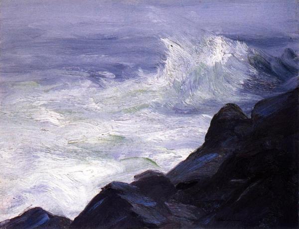 Marine - Break Over Sunken Rock, Storm Sea by Robert Henri