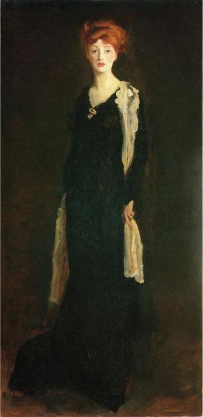 O In Black With Scarf by Robert Henri